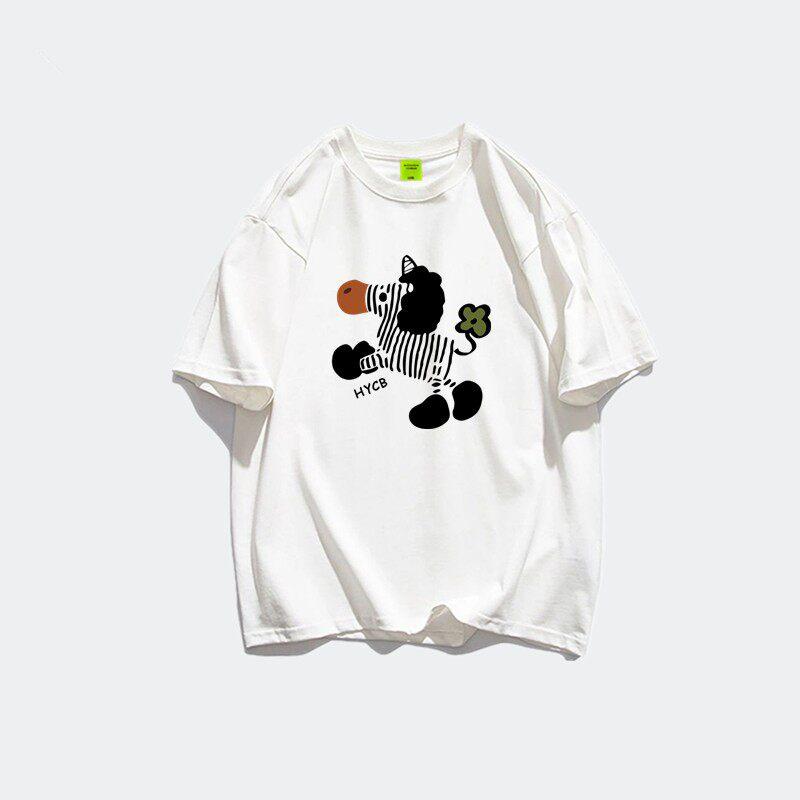 Fat mm pure cotton American retro oversize short-sleeved t-shirt women's summer new niche loose Korean top
