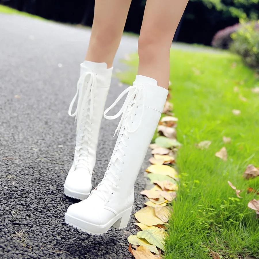 Fashion Cosay Shoes Lace-up Boots Black and White Men's and Women's Tall Imitation Role Play Boots Foreign Trade Plus-size Shoes