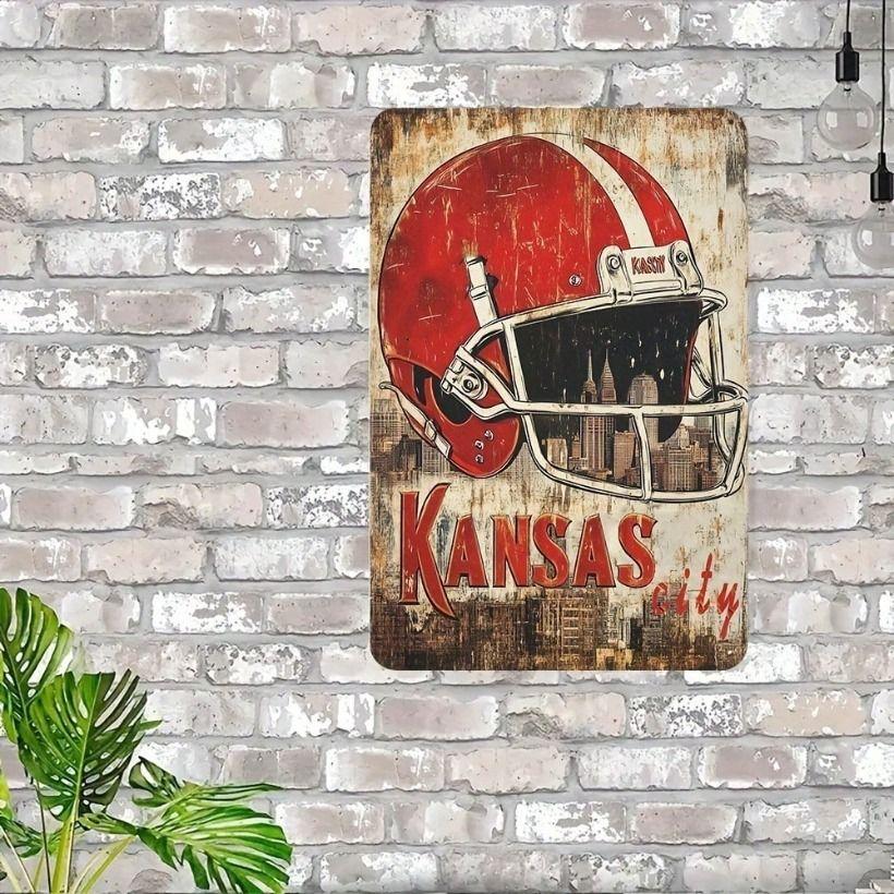 Vintage Metal Poster Kansas City Football Bar Wall Decor 20x30cm Waterproof