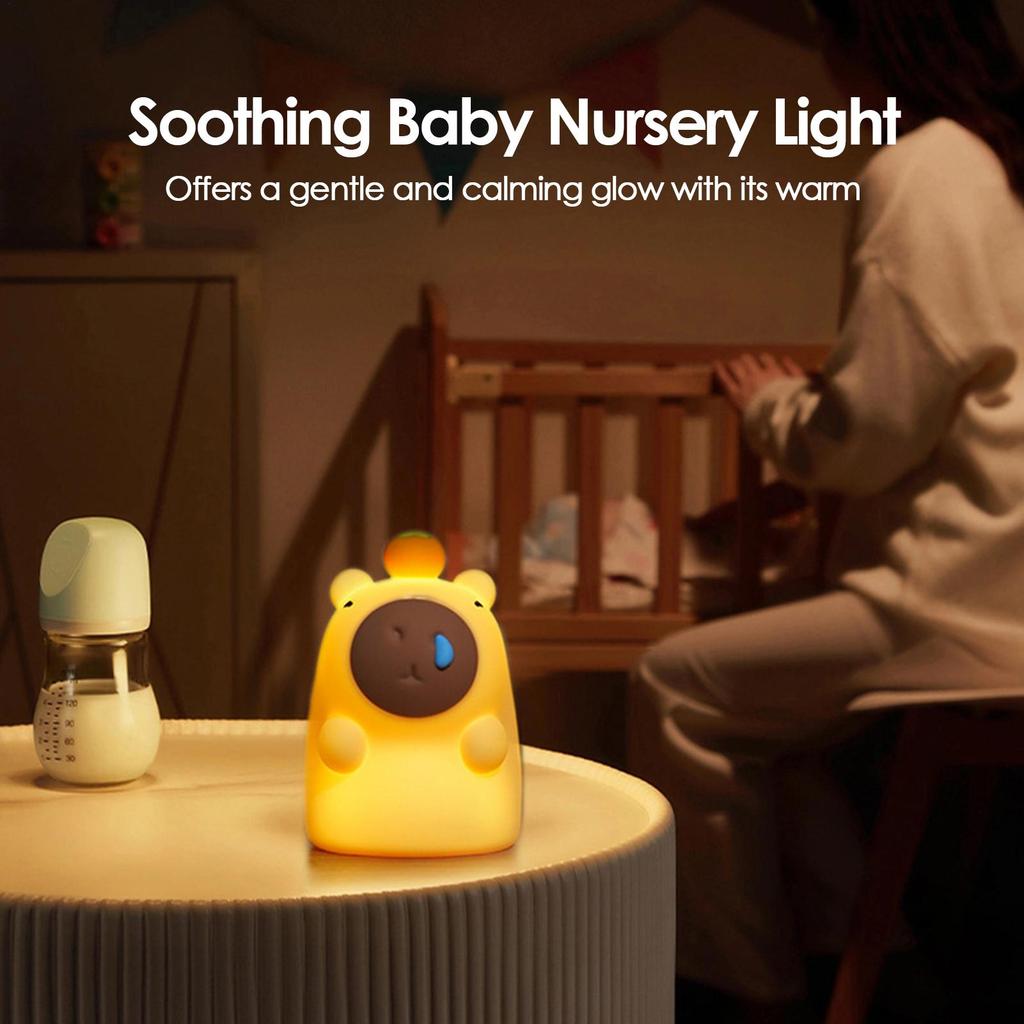 Capybara Lamp Squish Silicone 3-level Touch Sensor Novelty LED Animal Nursery Light For Home Office Bedroom Living Room Study