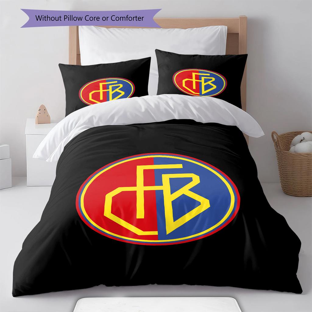 Fotbalový klub Basel Vzorované povlečení, Sada přikrývky Potah na přikrývku Povlak na polštář Domov Narozeninový dárek (1 * povlak na peřinu + 2 * povlak na polštář, bez jádra)