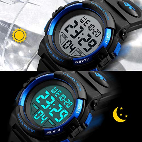 IN Shop Kids' Digital Sports Watch for Boys, Multi-Function Outdoor Watch with 50m Water Resistance, Alerts, Date/Day Display, Dual Time, LED Display,