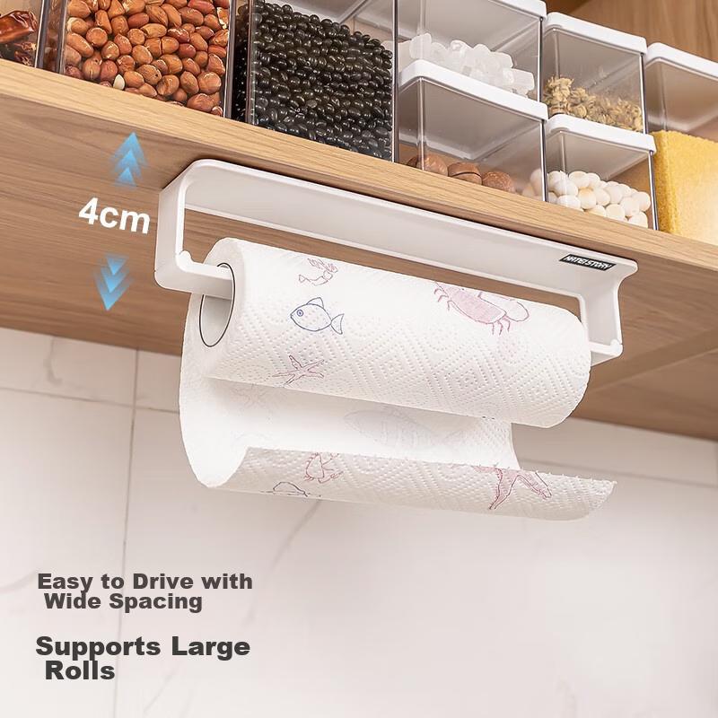 Japanese Kitchen Storage Rack, Tissue Holder, Refrigerator Side Organizer, Strong Hooks, Adhesive Magnetic Suction, No Drilling Required, Towel Holder