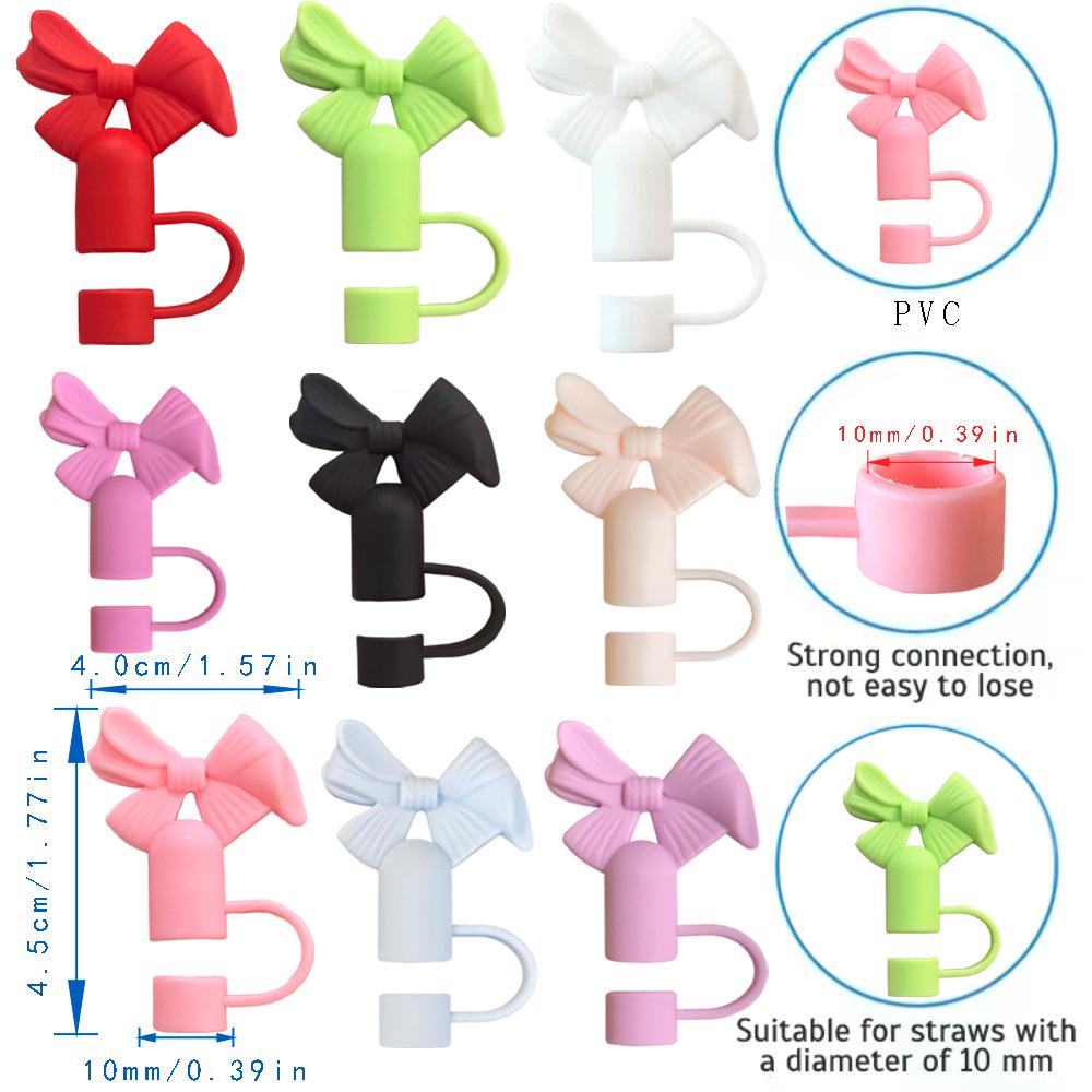 9-Piece Candy Color Straw Cap & Bow Dust Plug Set for STANLEY Cup