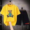 Korean Brand Bear Print T-shirt Men's Cotton Short-sleeved Oversized T-shirt Hip-hop Retro Suit Unisex Free Shipping