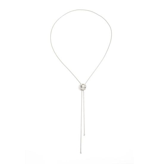 Women Y Necklace, with Pendant Tassel, Adjustable Gold Snake Bone Chain, Pull-Out Design Anti-Oxidation Alloy Jewelry