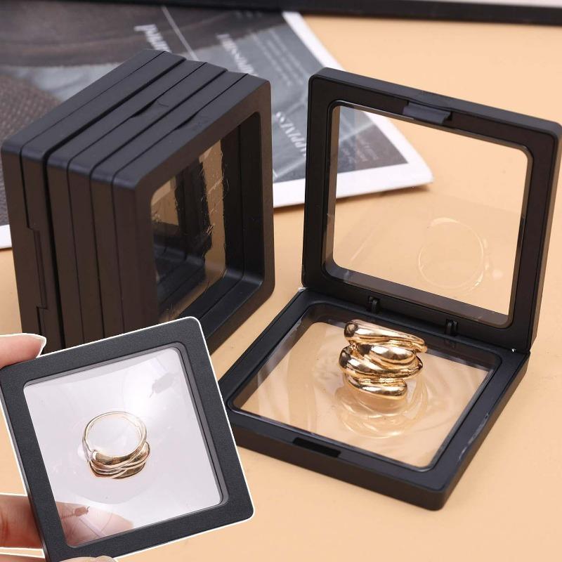 3D Floating Frame Display Case Transparent Film Storage Boxes PE Jewelry Decoration Container Rock Medals Shells Display Bases