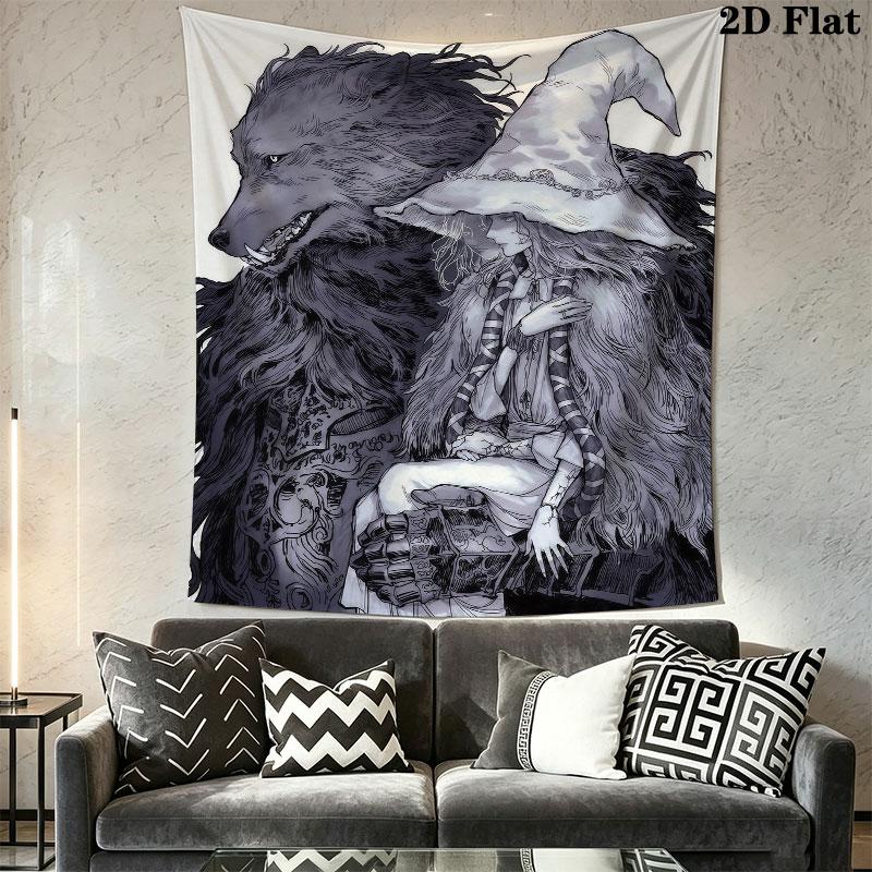 Ranni Moon Wall Hanging Printed Fabric Blanket Decorative Tapestries for Bedroom Living Room Home Decor