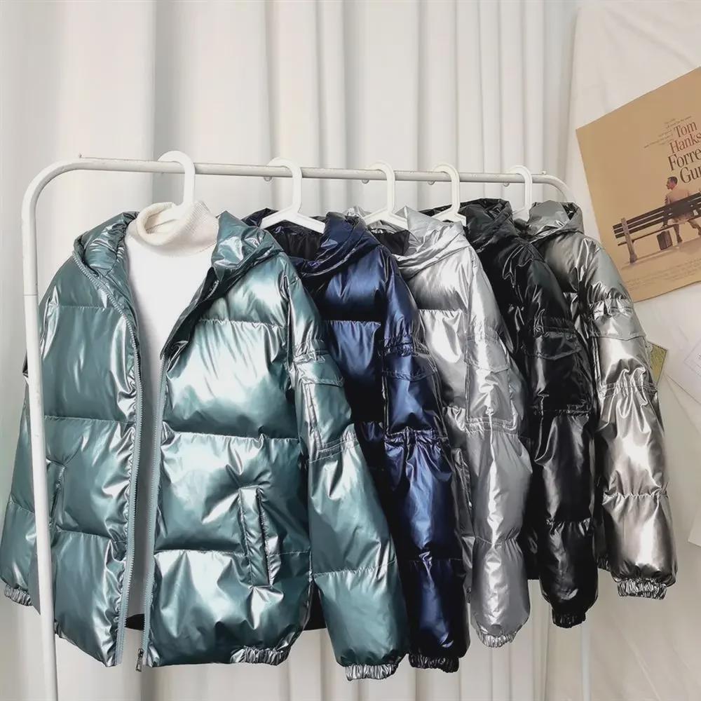 Men's Shiny Hooded Cotton Down Winter Coat - Youth Trendy Brand