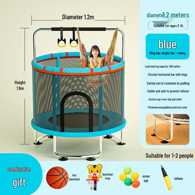 Indoor Family Trampoline with Safety Net for Kids and Adults
