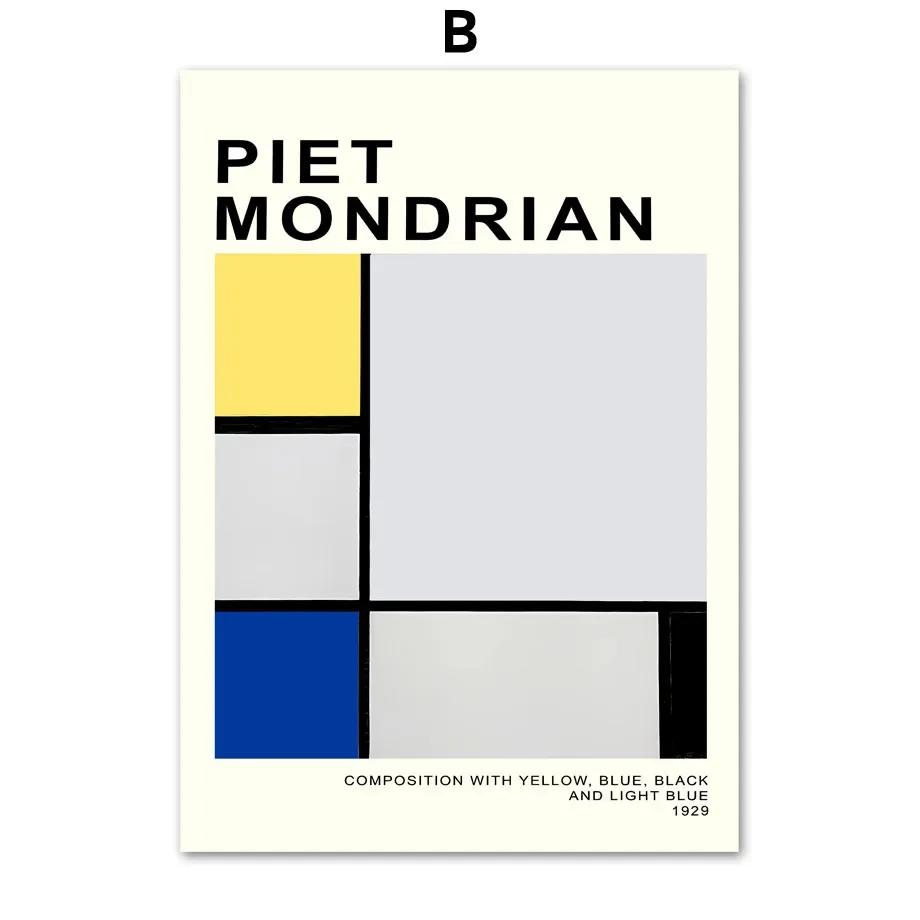 Piet Mondrian Exhibition Poster Modern Abstract Geometric Wall  Prints Canvas  Nordic Pictures For Living Room Decor