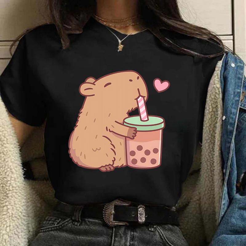 Funny 90s Capybara Tshirt Unisex Tshirt Capibara Cartoons Clothes Girl Capybaras T Shirt Female Casual Top Clothes