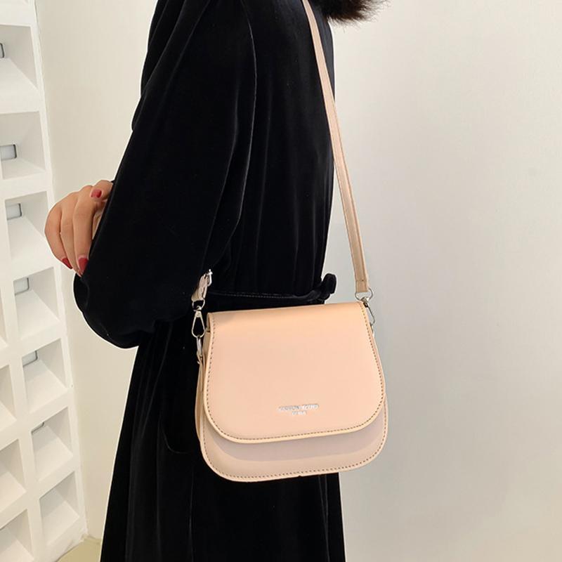 Fashion Flap Saddle Shoulder Bags for Women Solid Color Designer Messenger Handbags Purse Small Female Leather Crossbody Bag