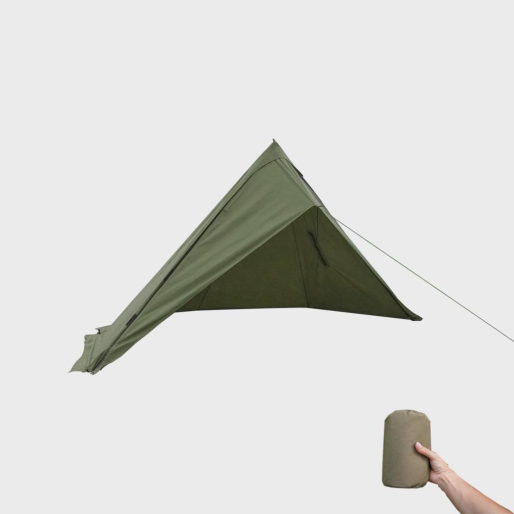 YAJIN CRAFT Military Tent Front Curtain, Green, Solo Tent, One-Pole Tent, TC Tent, with Skirt