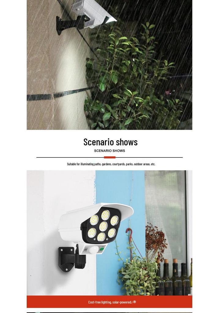 Solar-Powered Motion Sensor Anti-Theft Outdoor Remote Light with Fake Camera