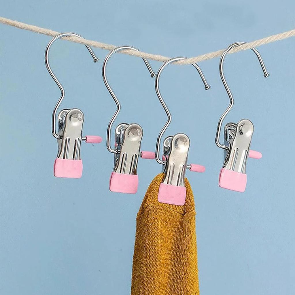 10Pcs Stainless Steel Laundry Hooks Boot Clips, Portable Hanging Pins, Heavyduty Closet Organizer Hangers, Home Travel Hangers