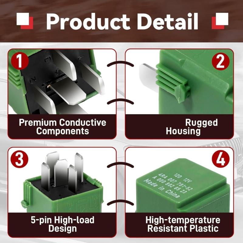 Quick Install Car Relays Replacement 0009828523 ABS Metal Construction Relays Upgrades for C300 E350 GL450 S600L Vehicles