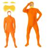 Yellow Mustache and Eyebrow Halloween Costume Orange Jumpsuit Costume for Adult Kids