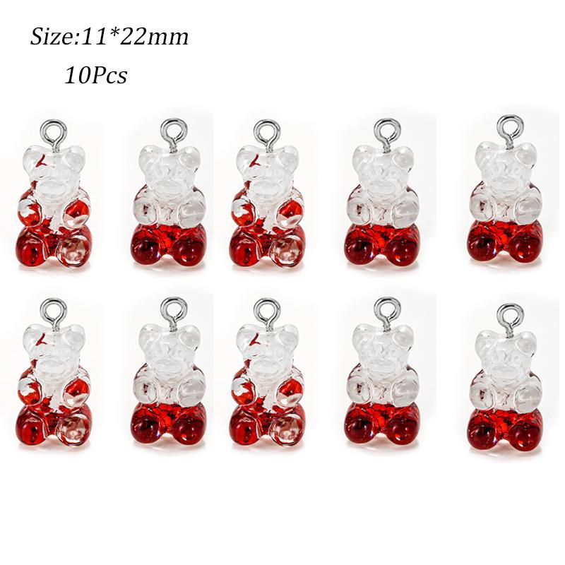 10/50 Stück Bunte Gummibärchen Anhänger Charms für Halskette Armband DIY Ohrringe Schmuck Bären Valentinstagsgeschenk 2,1*1,1cm