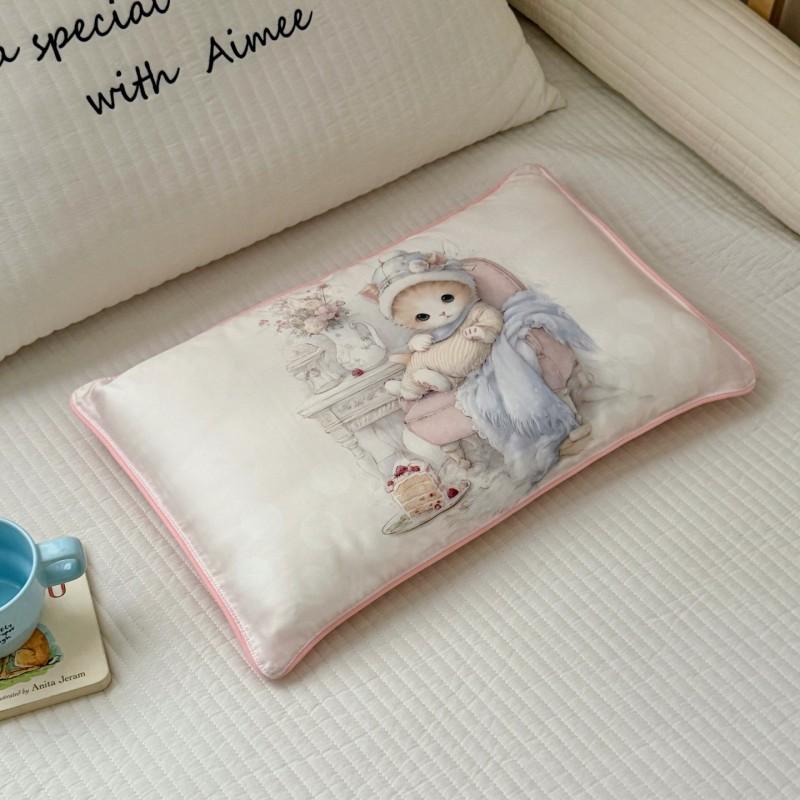 60s Tencel Kids Pillowcase 30x50cm Cartoon Print Cool Sleep Cover Toddler Nursery School Use