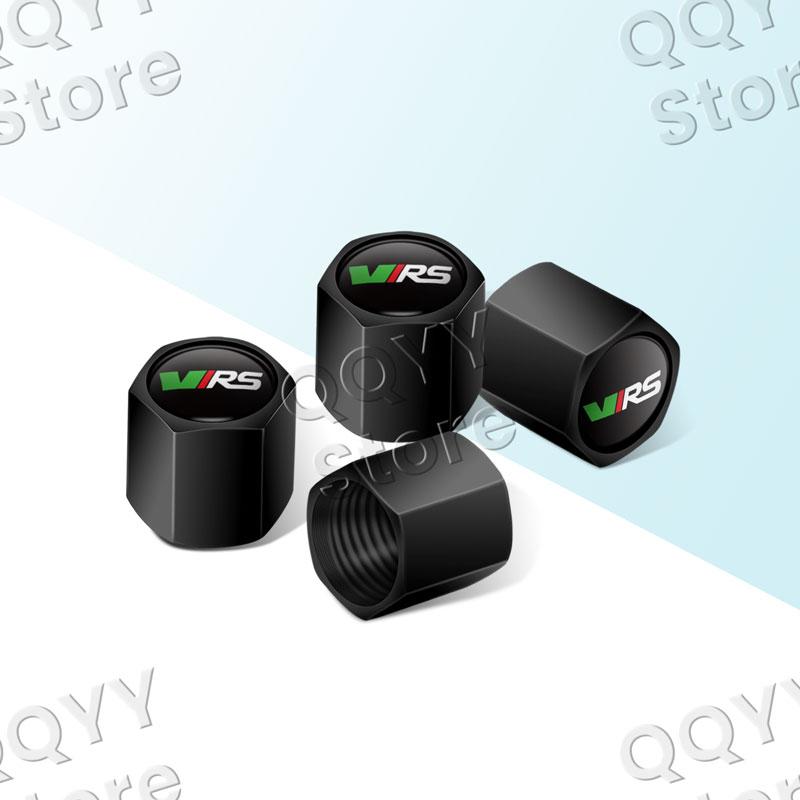 VRS Badge Car Wheel Tire Stem Air Valve Caps Dustproof Covers For Skoda Octavia Rapid Superb Fabia Yeti 4Pcs Accessories