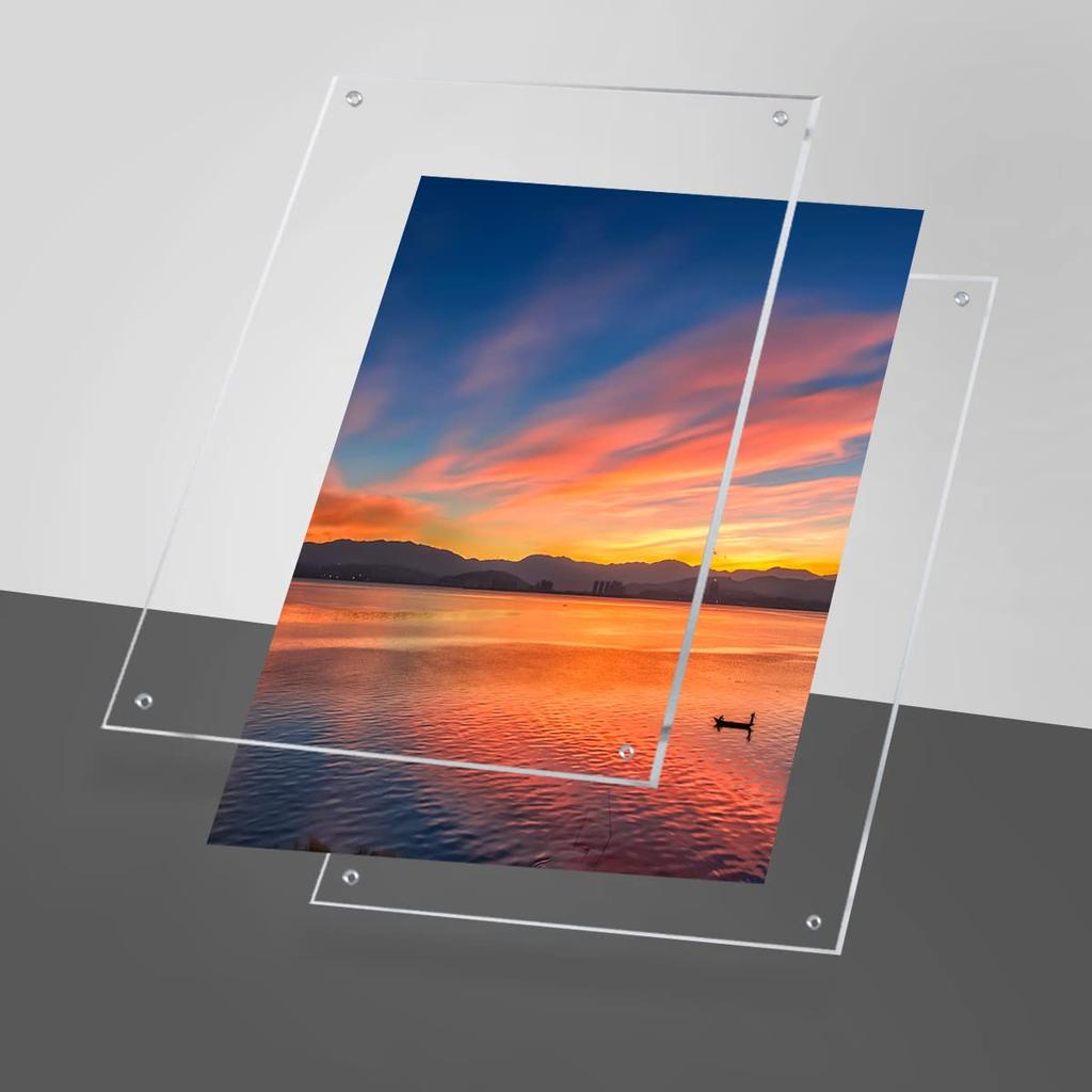 BValley Clear Acrylic Photo Picture Stand Type Photo Transparent Horizontal and Vertical B4 Frame, Frame, Frame, Double-sided Picture, Poster,