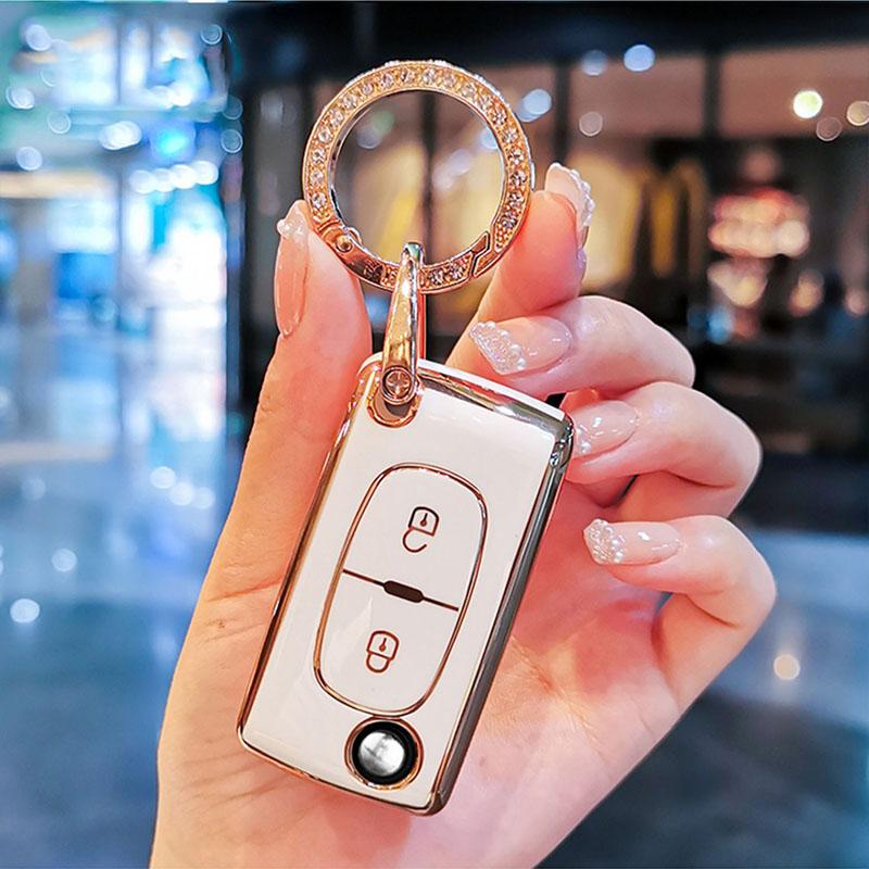 Plating Soft Tpu 2 Buttons Car Remote Key Case Cover For Citroen C2 C3 C4 C5 C6 C8 For Peugeot 107 207 307 307S 308 407 607