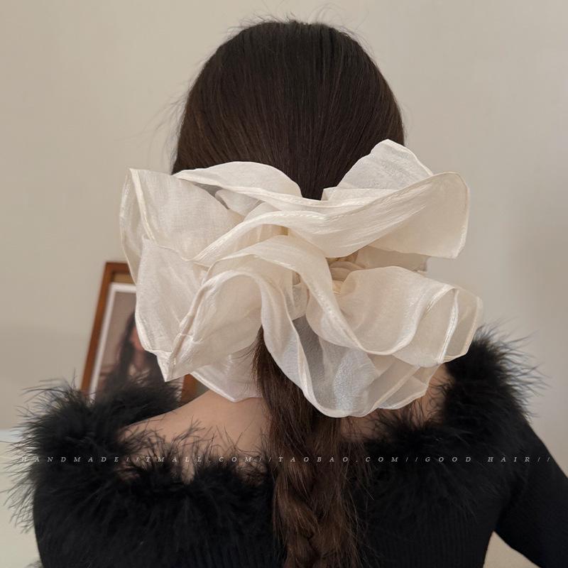 

2024 Elegant Extra Large Lace Scrunchie: Temperamental Hair Tie for Women чорний