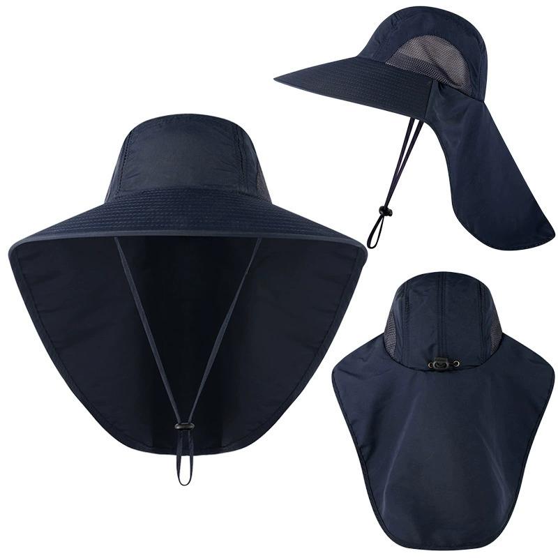 

UV Protection Hat with Wide Brim Neck Flap for Men Women Adjustable Summer Outdoor Sport Safari Cap Hiking Fishing Hat темно-синього кольору