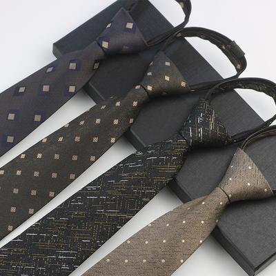 Reißverschlusskrawatte Herren Business Karriere Arbeitshemd Anzug Fotografie Braun Muster 1200 Nadeln Jacquardkrawatte