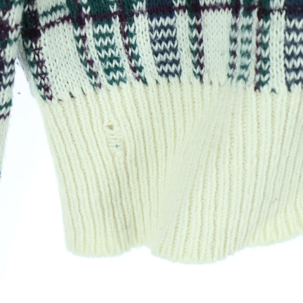 TRADER BAY 90s Old Check Pattern Long sleeve sweater green Men's Used