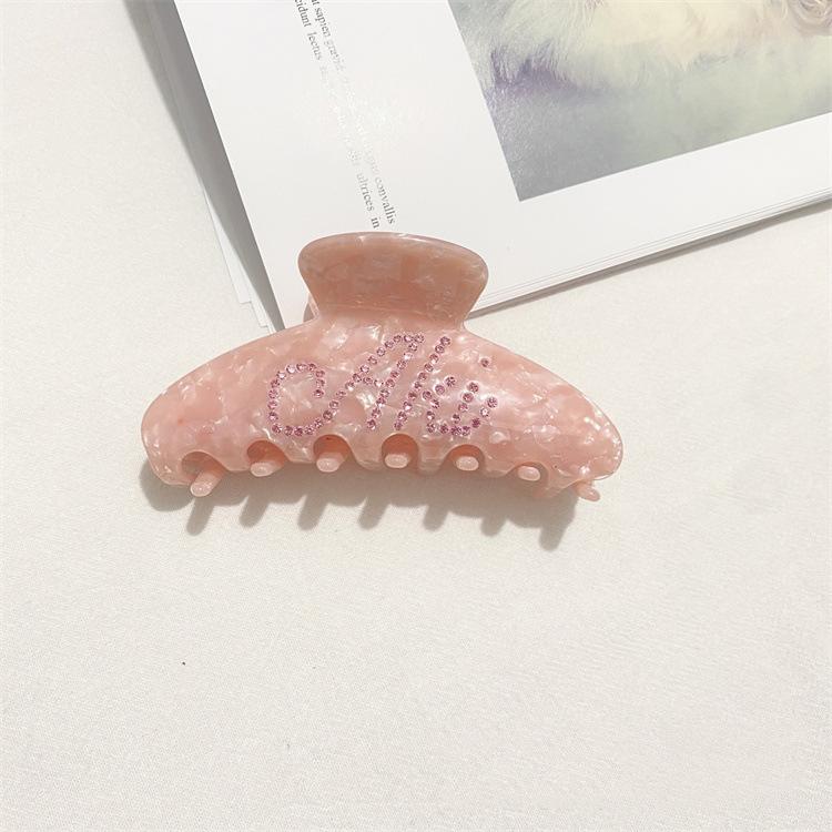 Custom Logo Women Hair Decorative Accessories Catch Hair Large Shark Clip Word Rhinestone Letter Acetic Acid Hair Clips