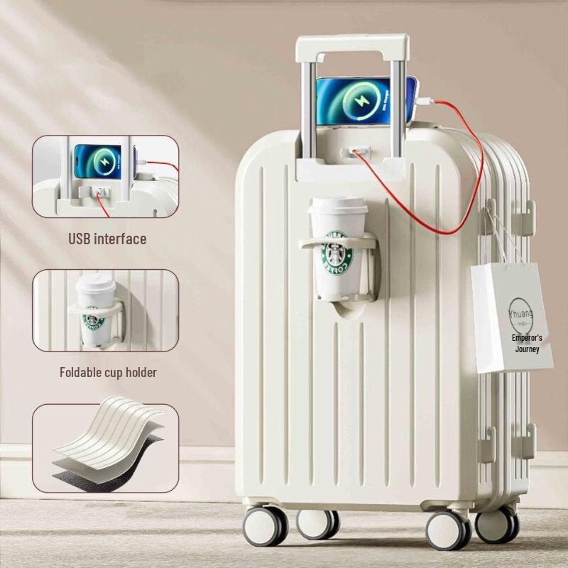 Li Shen ABS&PC Spinner Travel Suitcase with USB & Cup Holder