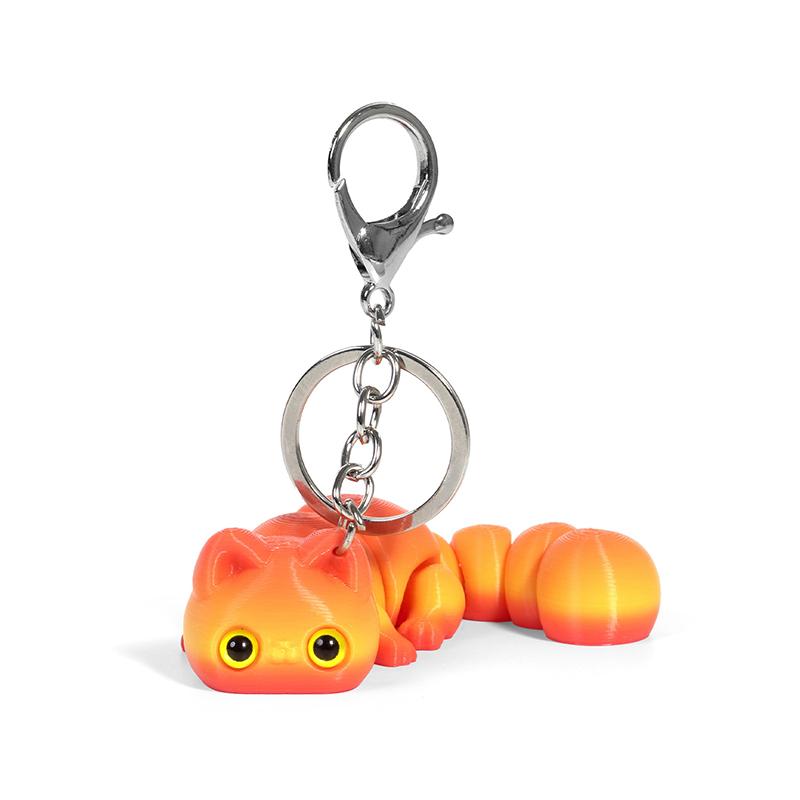 3D Printed Articulated Lucky Cat Keychain Cartoon Multi-Color Movable Key Ring Backpack Decoration Accessories Birthday Gifts