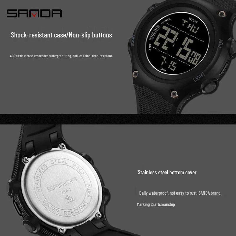 Sanda Student Countdown Multifunctional Waterproof Sport Watch with Alarm and Night Light