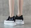 Fashion 8cm Women Genuine Leather Sneakers Platform Pumps White Black Wedge Hidden Heel Hook Spring Autumn Bling Shoe Winter Ankle Boots