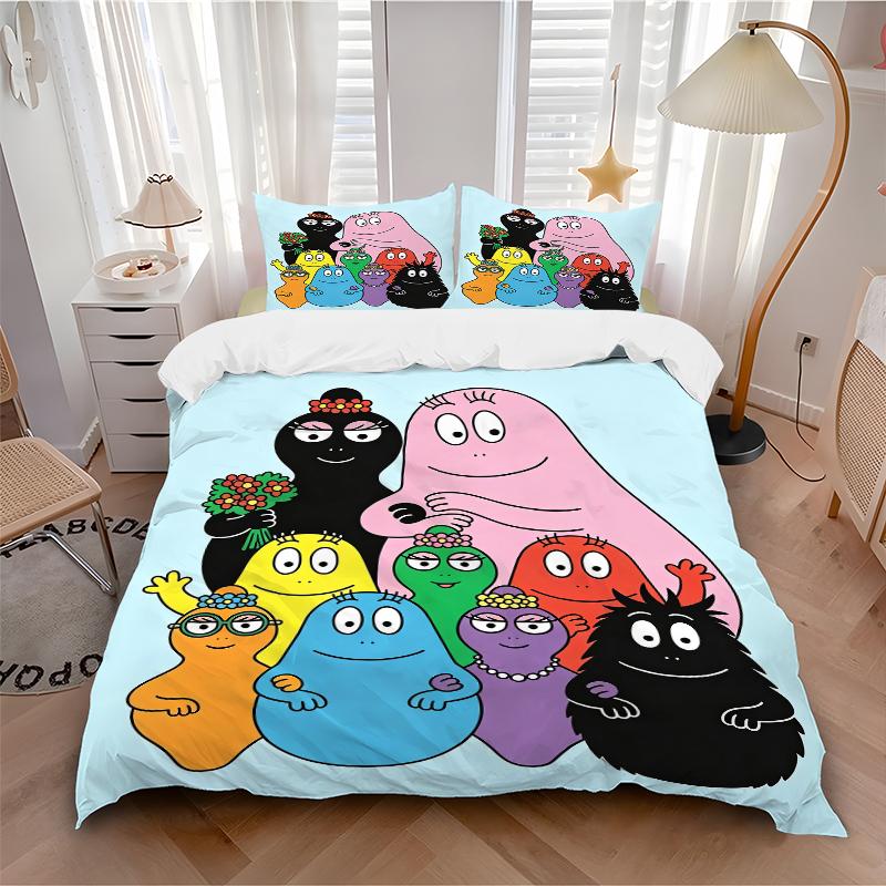 3Pcs Colorful Cartoon Characters Bedding Set Quilt Cover Pillowcase Home Christmas Xmas Halloween Gift 1 Duvet Cover 2 Pillowcase M924439