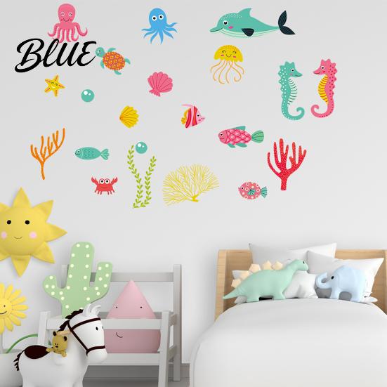 Octopus Glow Sticker in The Dark Wall Stickers, Self-Adhesive Undersea Animals Decals with Turtles In Stickers Clown Fish Octopus, Luminous