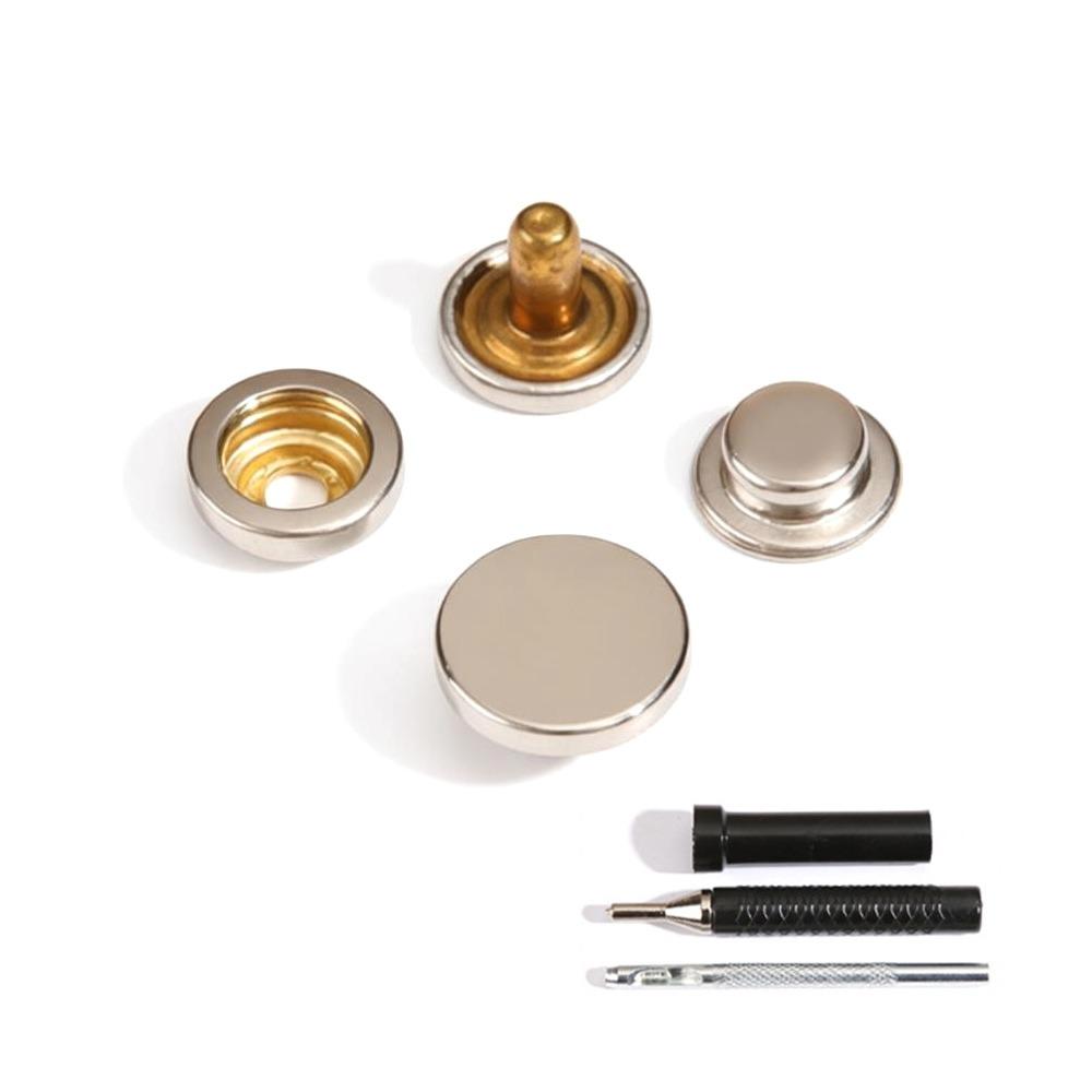 

6Pcs/Set New Solid Metal Buttons Fasteners Button Round Shape Snap Button Easy To Use Pressure Buttons Clothes/Bags/Leather серебряный