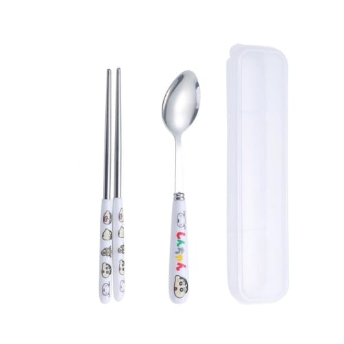 

Crayon Shin-chan Stainless Steel Portable Cutlery Set, Chopsticks, Fork, and Sharp Spoon, 3-Piece Set with Clear Box, Perfect for Cake, Coffee, Desser