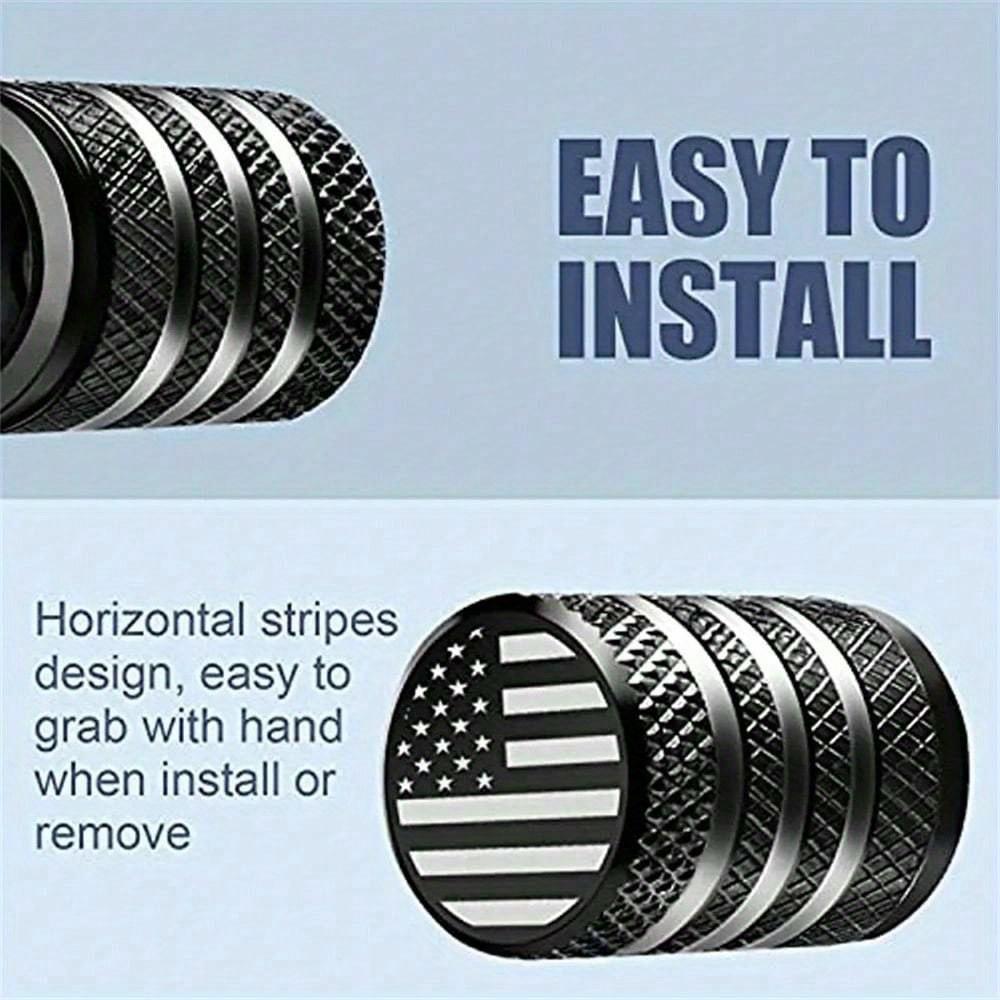 Tire Valve Stem Cap Cover, Tire Air Cap Metal With Plastic Liner Corrosion Resistant Leak-Proof American Flag For Car Truck Motorcycle Bike
