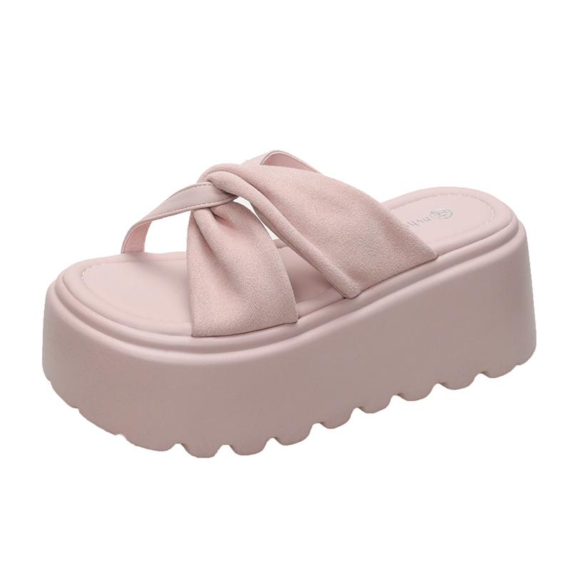 8CM NEUE Lässige Keil-Slipper für Damen Sommer Rutschfeste Plateau-Sandalen Frau Offene Zehen Bequeme Damen Klobige Strand-Slipper