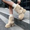 Snow boots women's winter new medium boots popular snow cotton thick-soled piled thickened cotton shoes