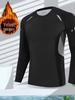 Men's Quick-Drying Long-Sleeve Compression Sports Top, Fleece-Lined for Running, Fitness, and Training In Autumn/Winter.