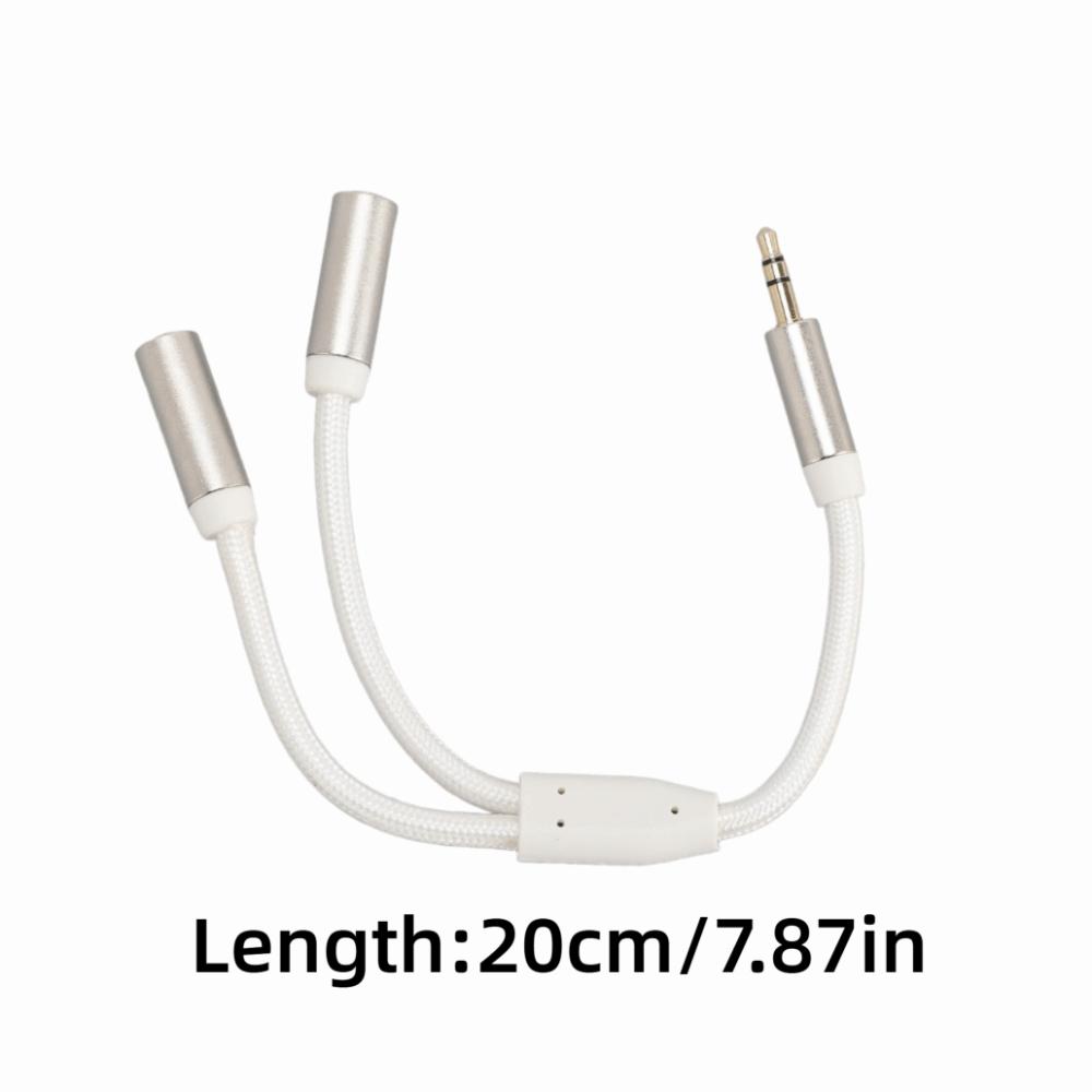 20cm/7.87in Headphone Splitter 3.5mm 1 Male to 2 Female Dual Output Aux Cord for PC