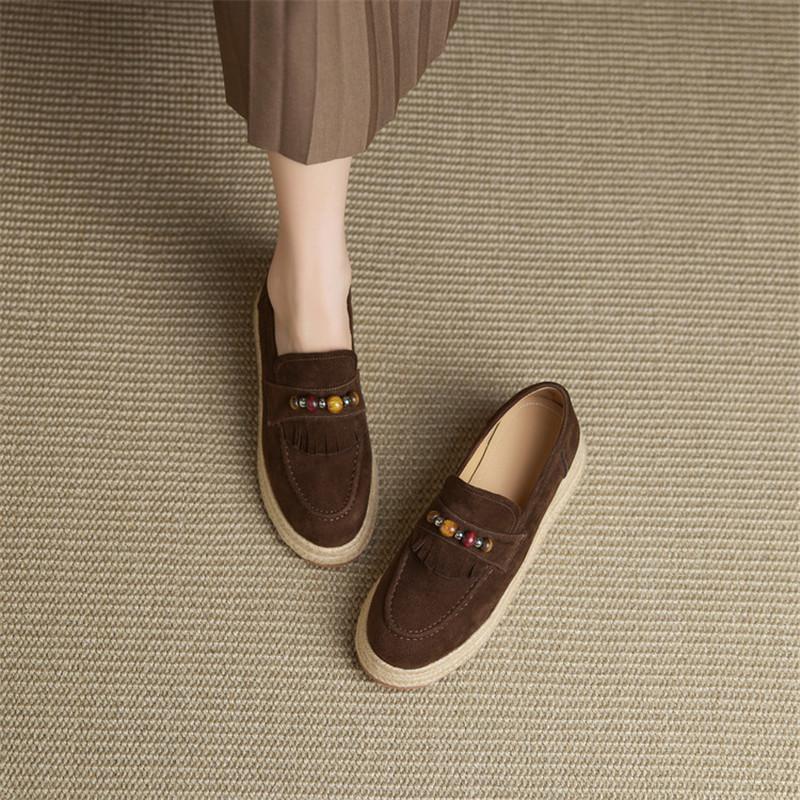 Fashion New Spring/autumn Sheep Suede Women Shoes Round Toe Loafers Shoes for Women Fashion Platform Women Pumps Wedge Heel Shoes