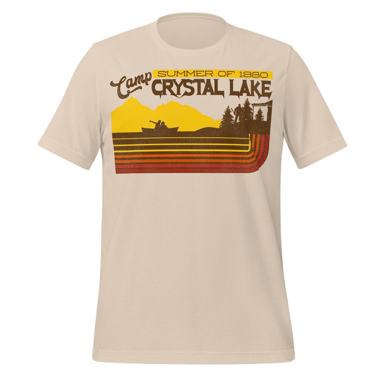 Camp Crystal Lake T-Shirt, Retro Stripe (Friday the 13th Movie) S