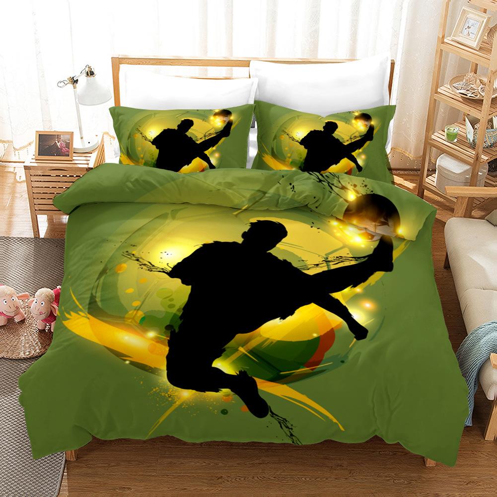 Soccer Duvet Cover Set Football Yin And Yang Pattern Cool Colour Polyester Comforter Cover King Queen Size For Football Player