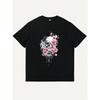 Damen Übergröße Rundhals Kurzarm T-Shirt Totenkopf Floral Schwarz Weiß Geometrischer Print Atmungsaktiv Entspannte Passform Lässig Streetwear Sommer