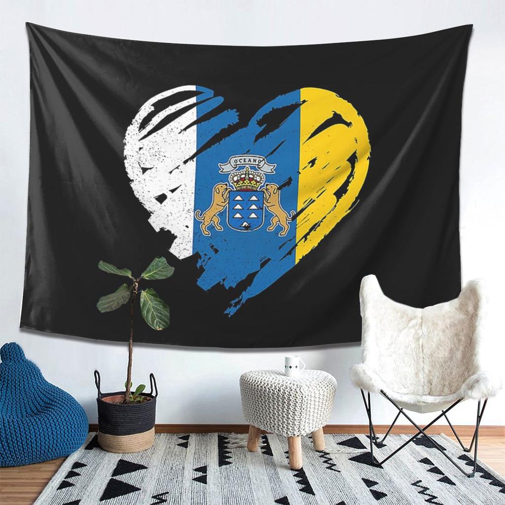 Spain Flag Oceano Canary Islands Tapestry Wall Hanging Aesthetic Home Decoration Tapestries for Dorm Room